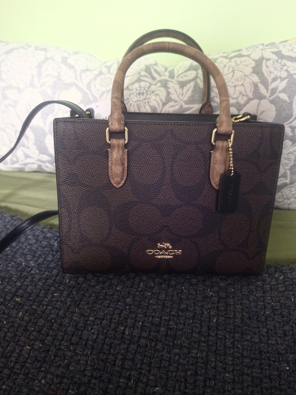 Coach Brown Signature Brown Maggie Crossbody